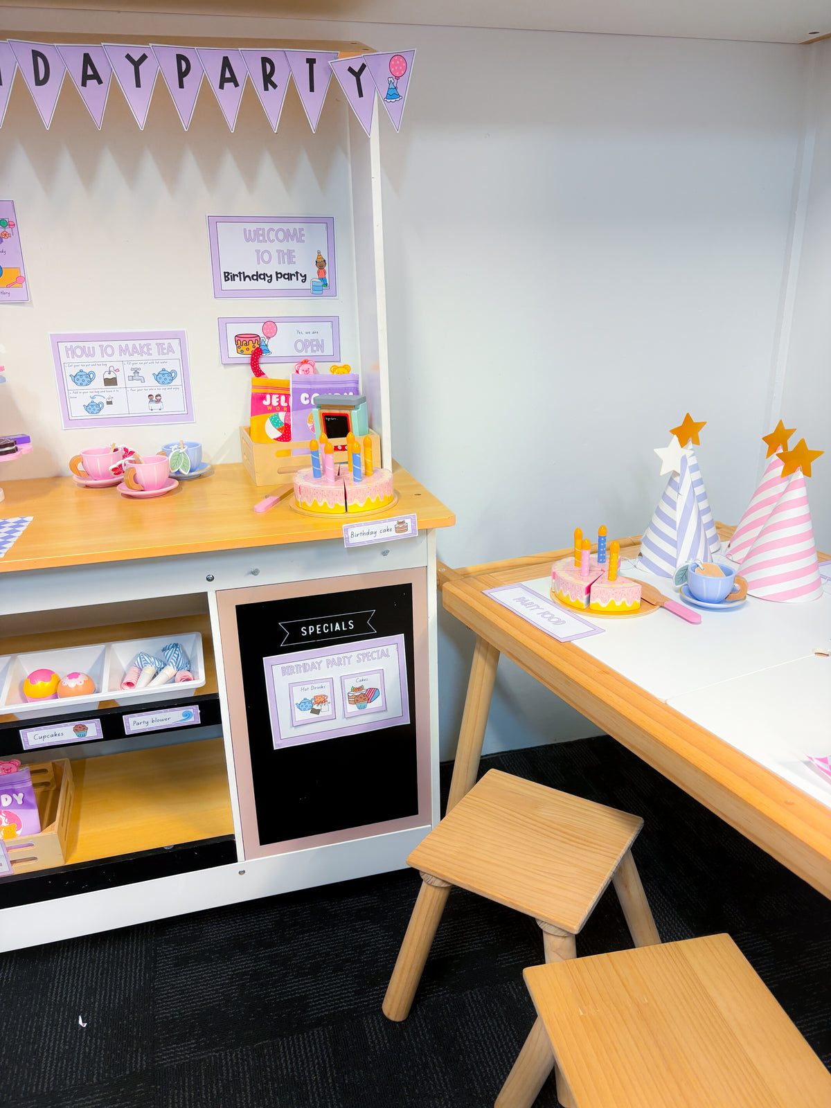 Dramatic play area - birthday party