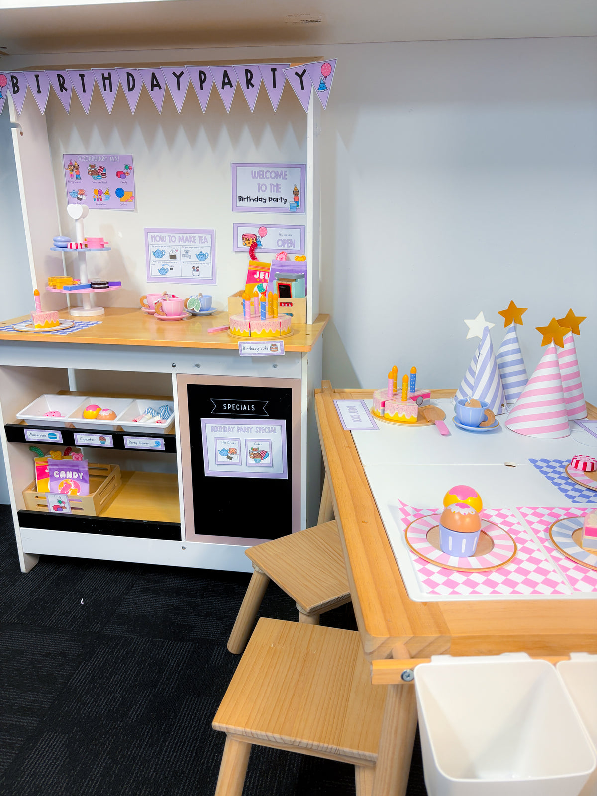 Dramatic play area - birthday party