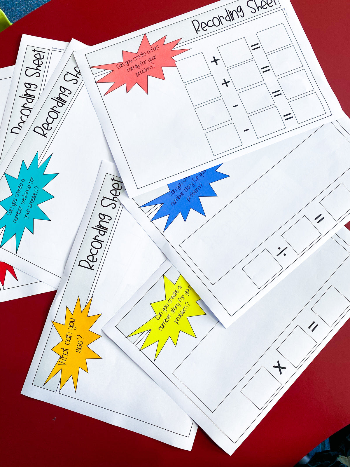 Recording Sheet Templates (Maths)