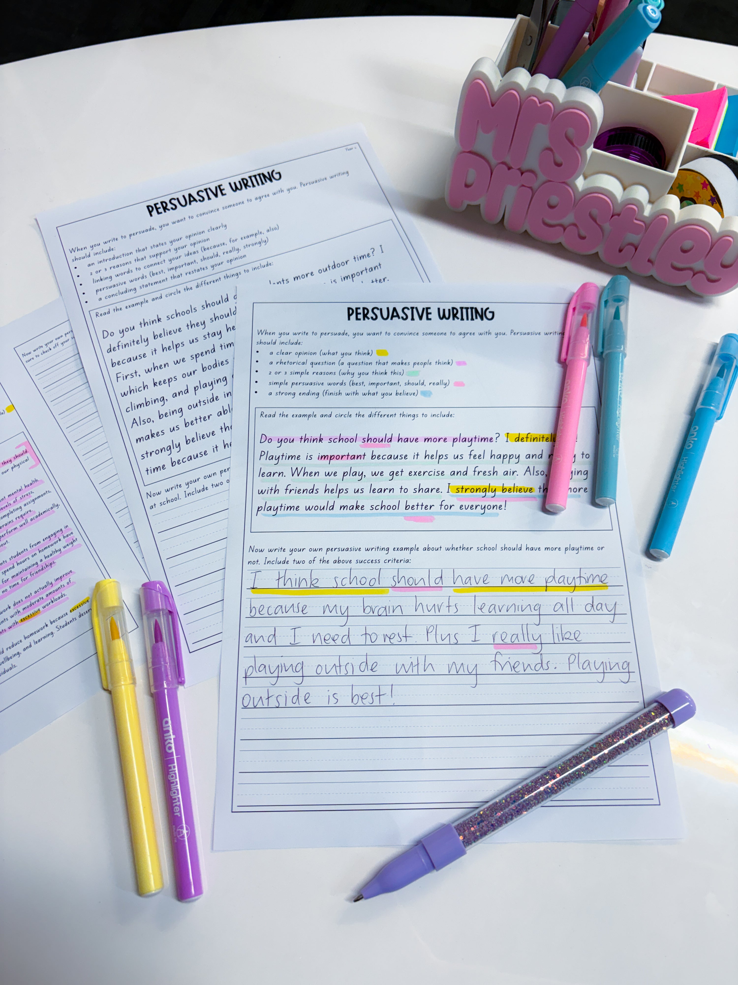 Persuasive writing read and write exemplars