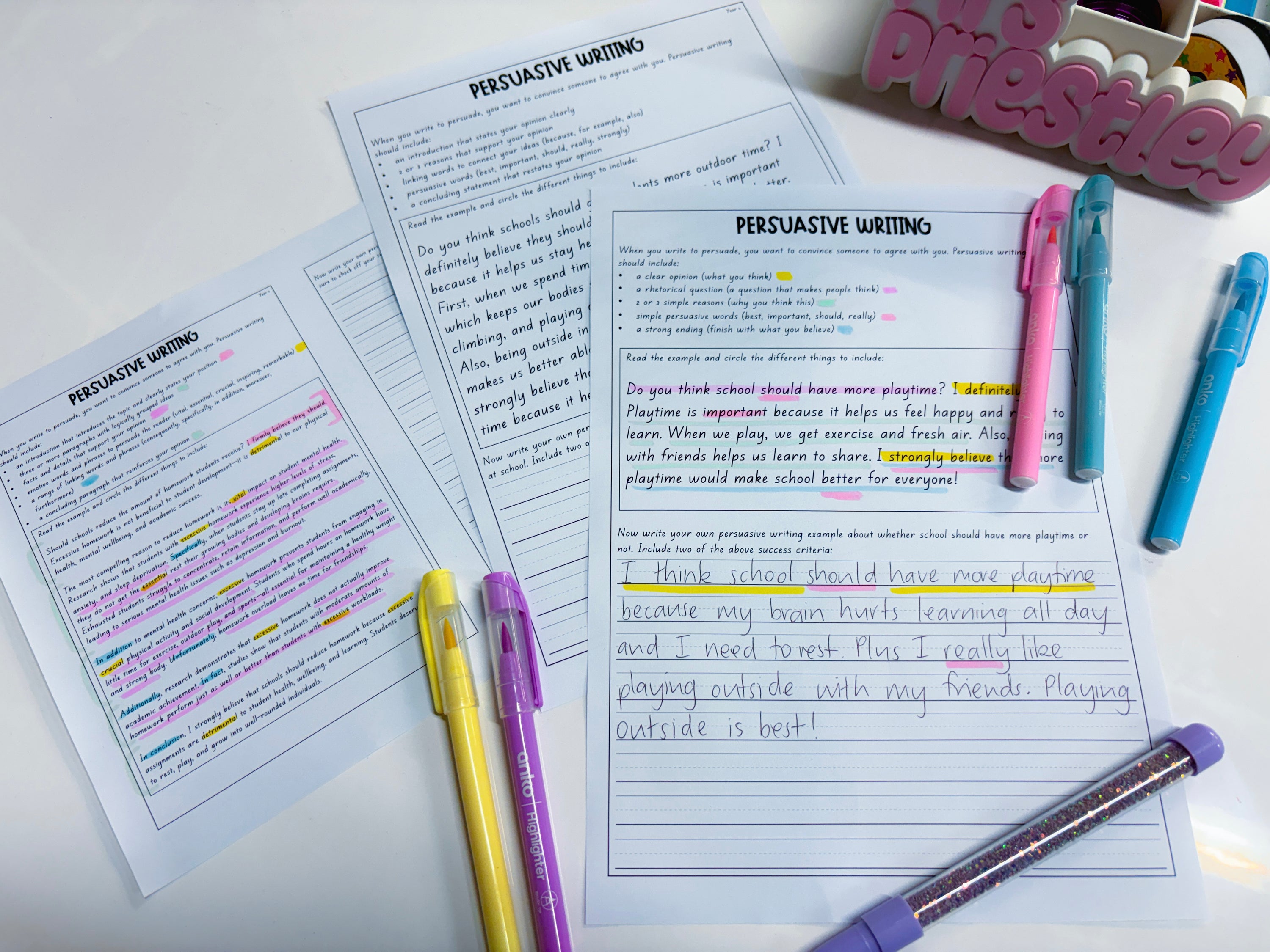 Persuasive writing read and write exemplars