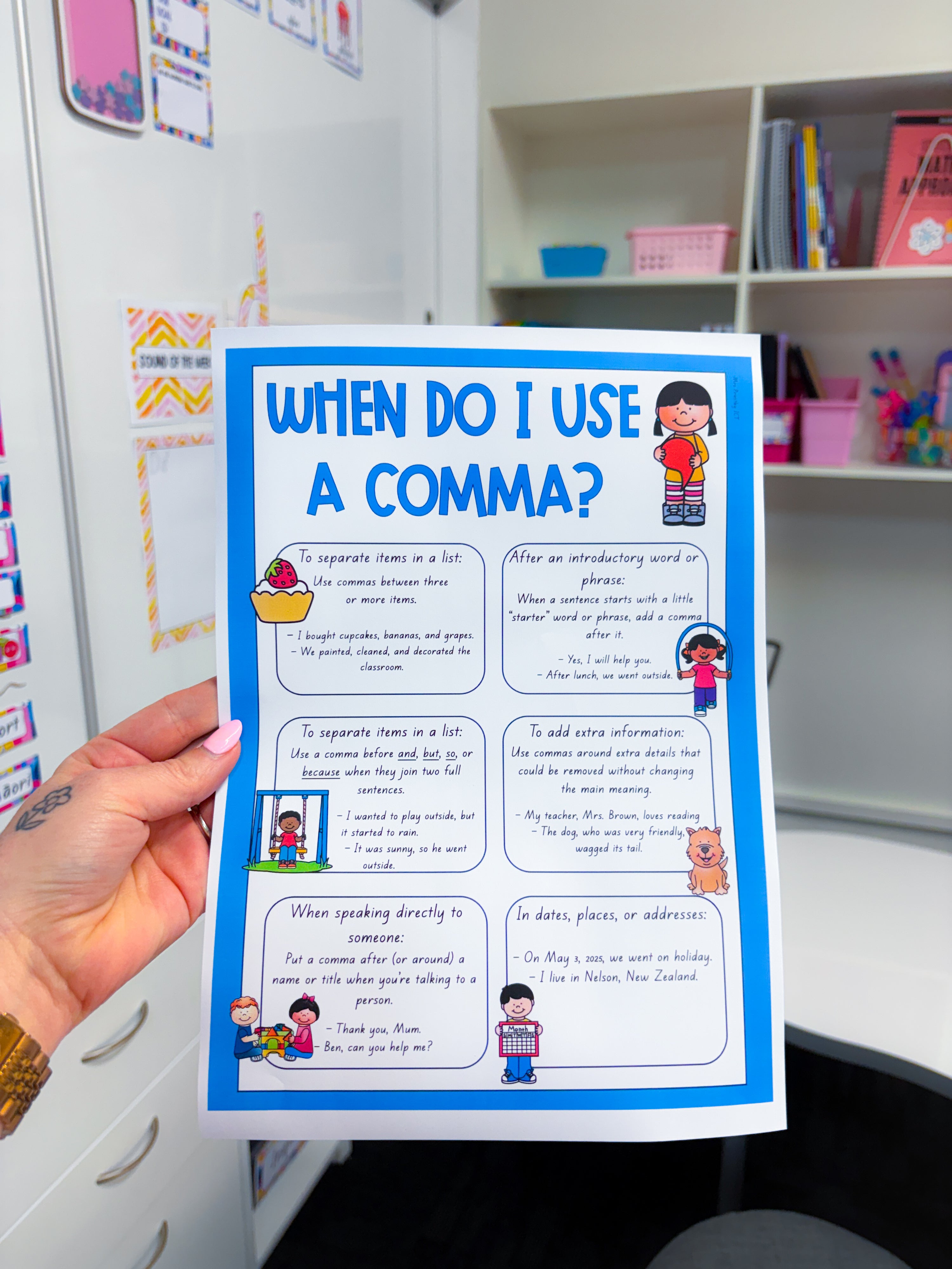 Where do I use a comma? Anchor chart freebie