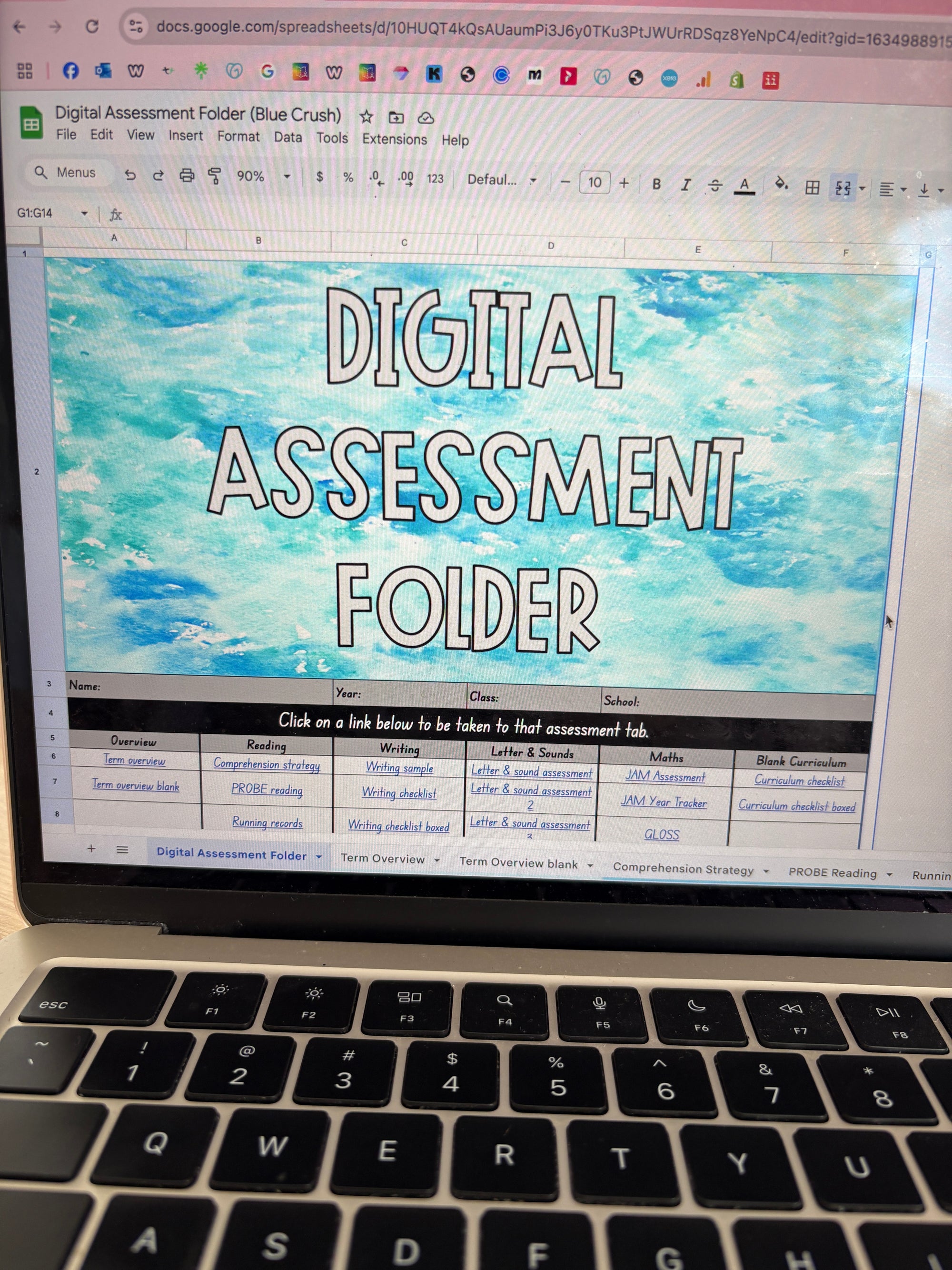 Digital Assessment Folder (Blue Crush theme)