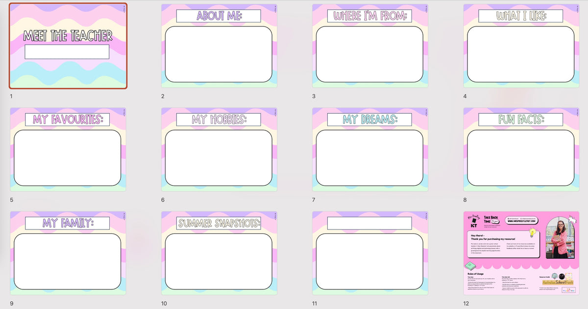 Meet the teacher slides template - Pastel waves