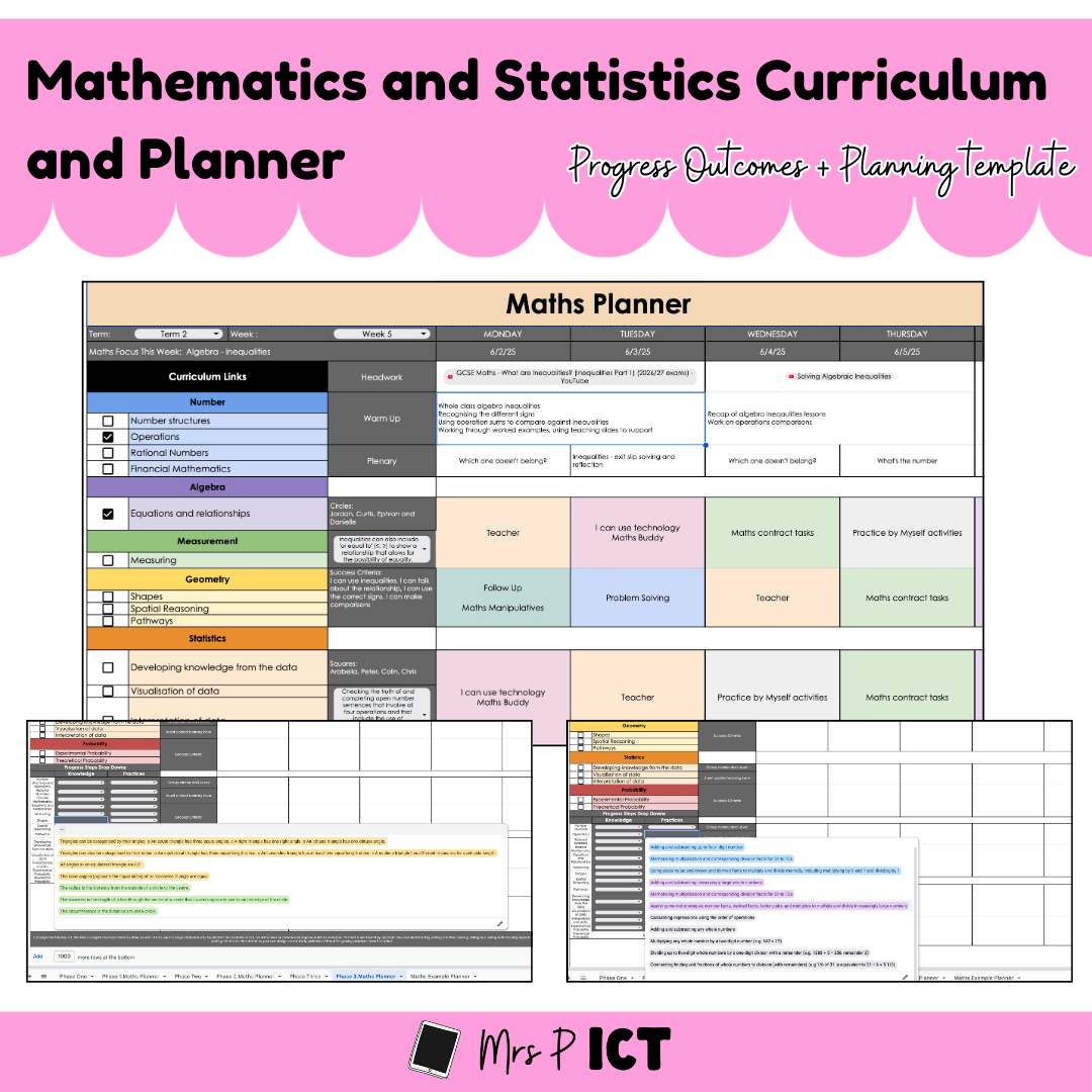 Mathematics and Statistics Curriculum AND Planner (Phase One to Three)