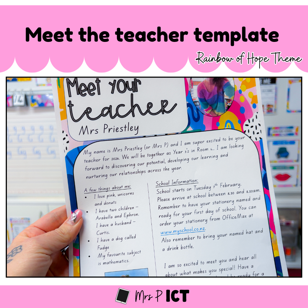 Meet the teacher template (freebie) - Rainbow of Hope theme