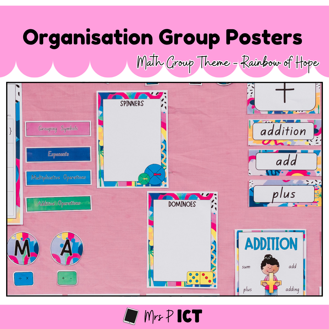 Organisation Group Posters (Maths theme - Rainbow of Hope)