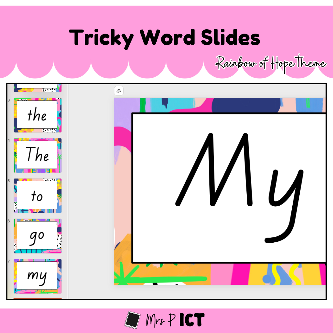 Tricky word slides (Rainbow of Hope theme)