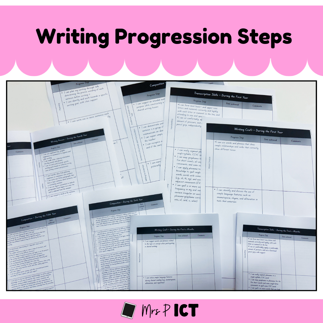 Writing progression steps