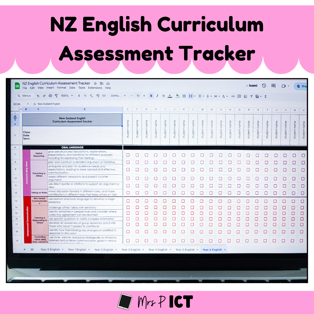 NZ English Curriculum Assessment Tracker