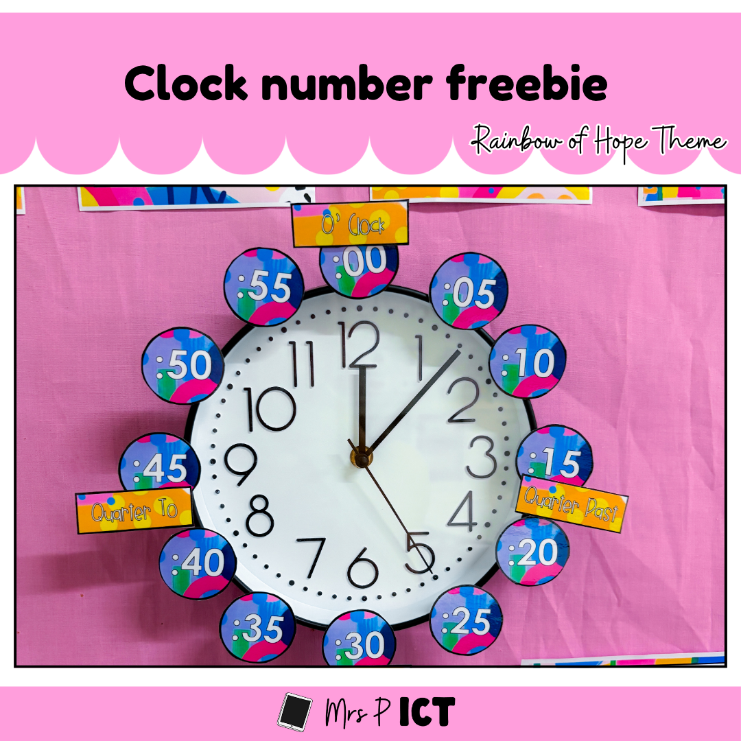 Clock number freebie (Rainbow of Hope theme)