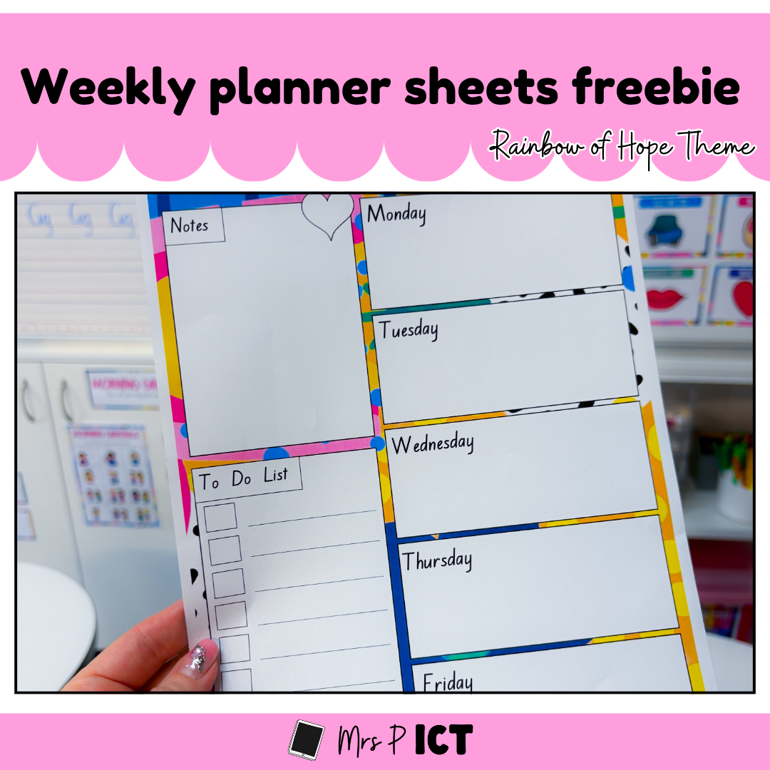 Weekly Planner Sheets (freebie - Rainbow of Hope theme)