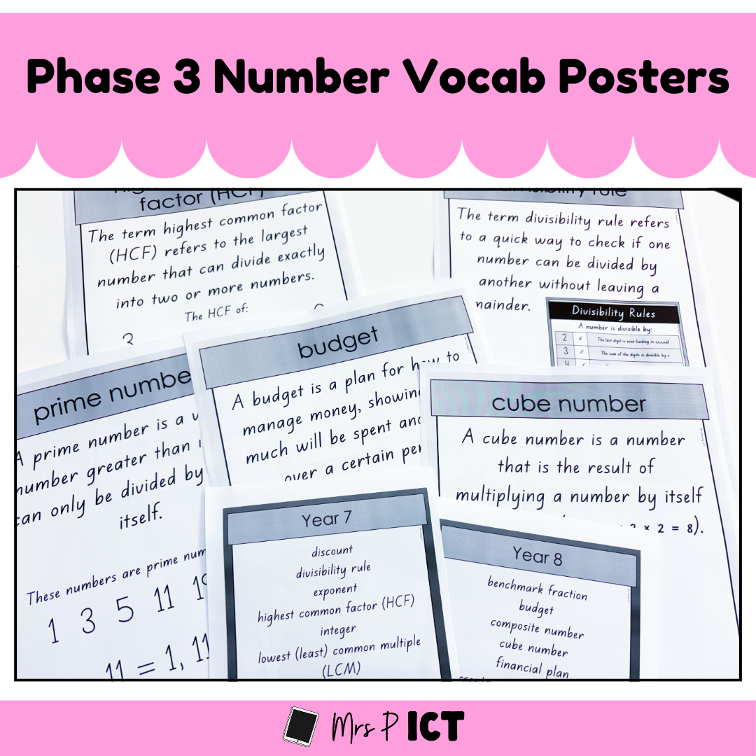 Phase 3 Number Vocabulary Posters