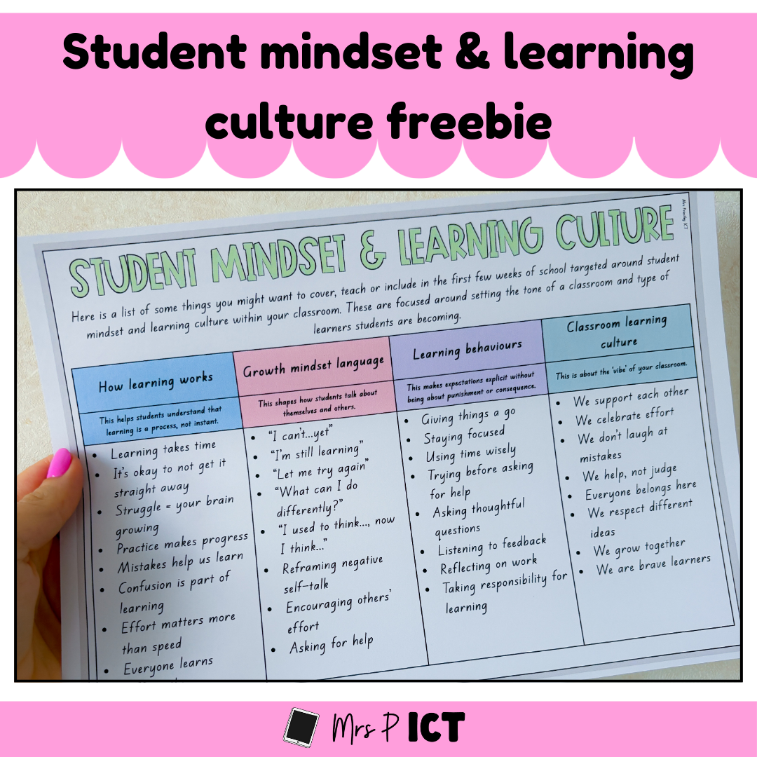 Student mindset & learning culture Freebie