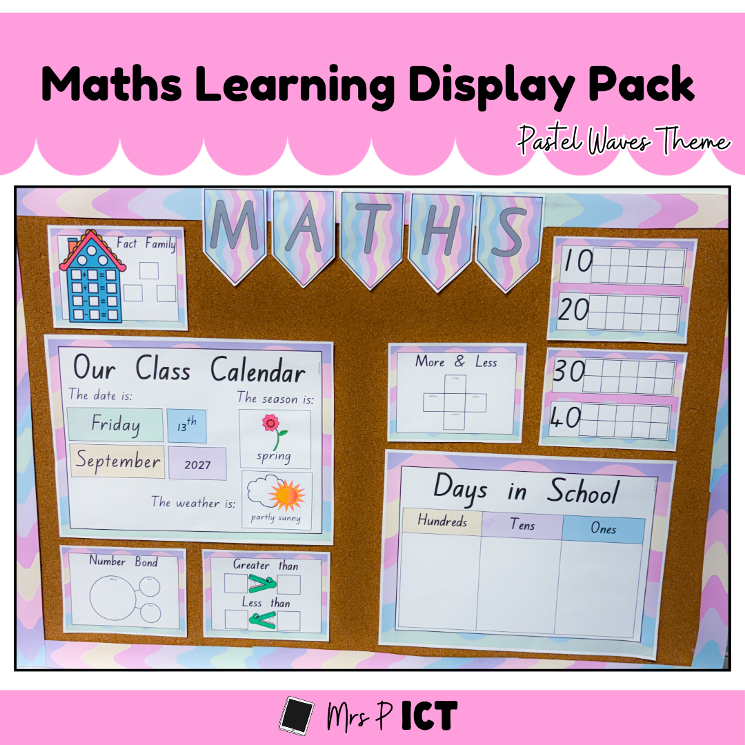 Maths Learning Display Pack (Pastel Waves)