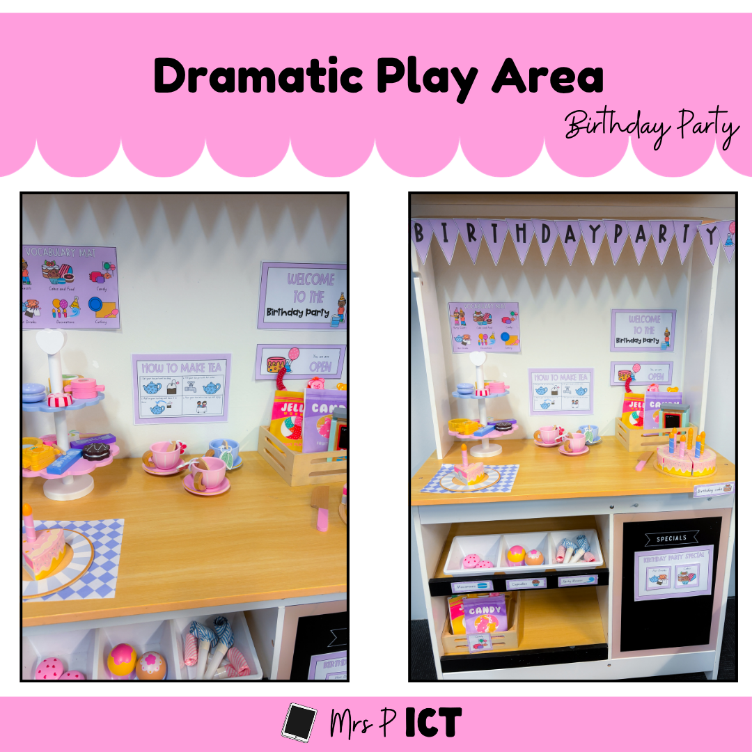 Dramatic play area - birthday party
