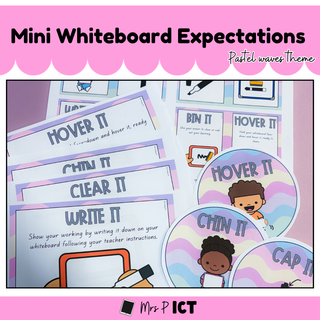 Mini Whiteboard Expectations (Pastel waves)