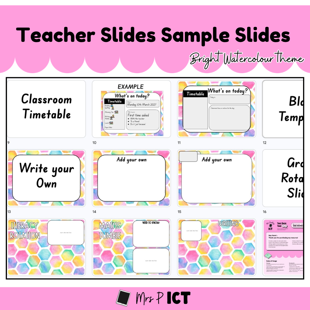SAMPLE Teacher Slides - bright watercolour theme