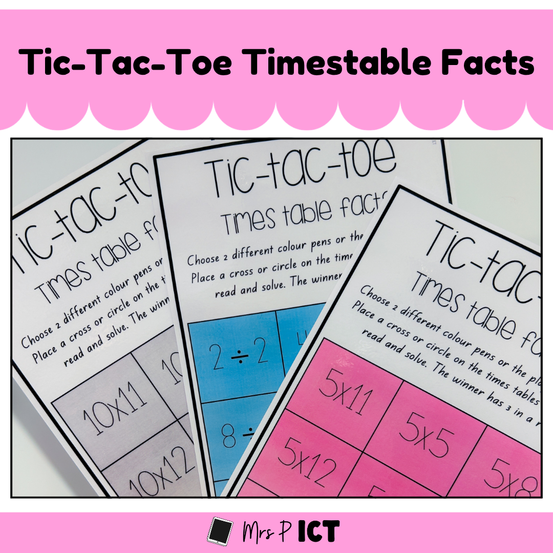 Tic-tac-toe Times Table Facts