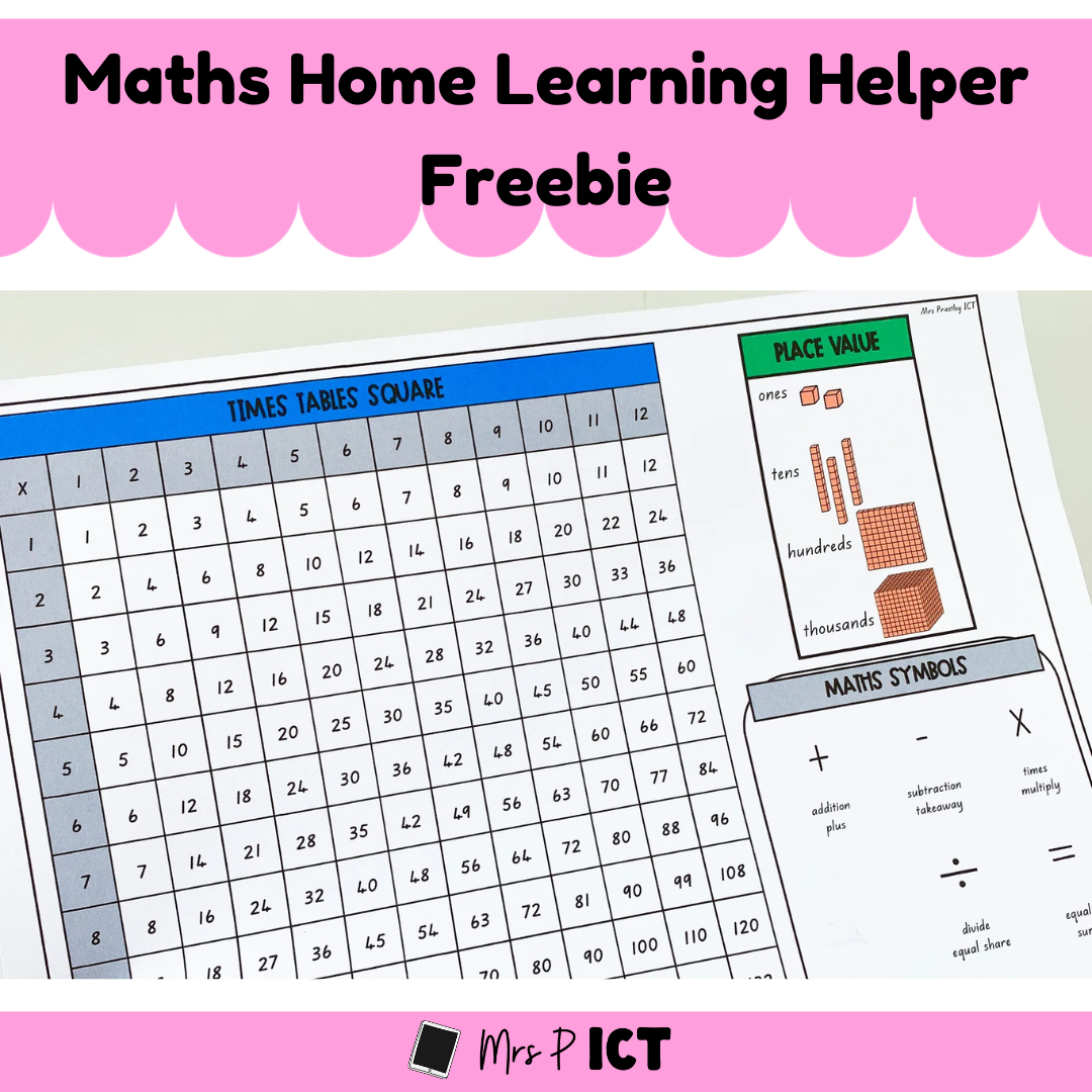 Maths home learning helper freebie
