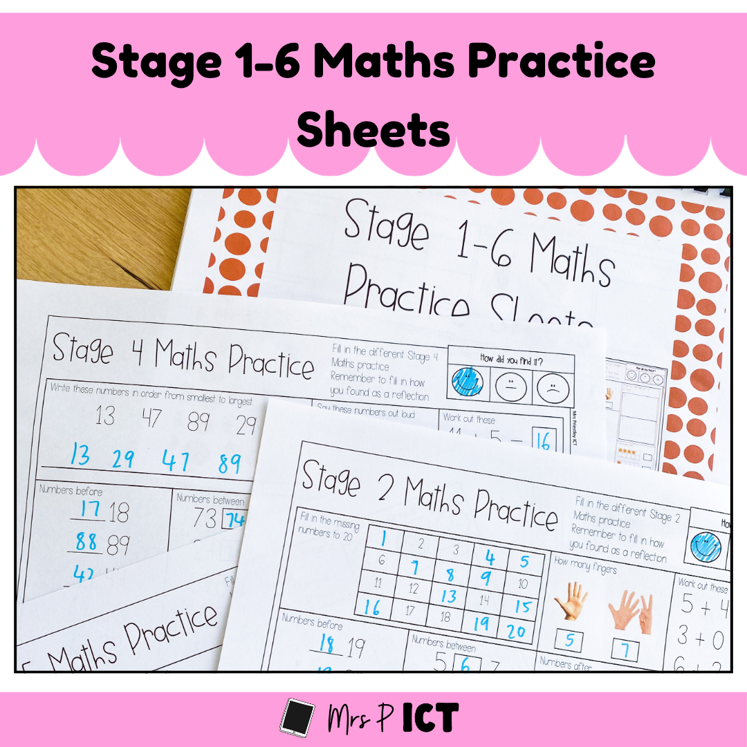 Stage 1-6 Maths Practice Sheets