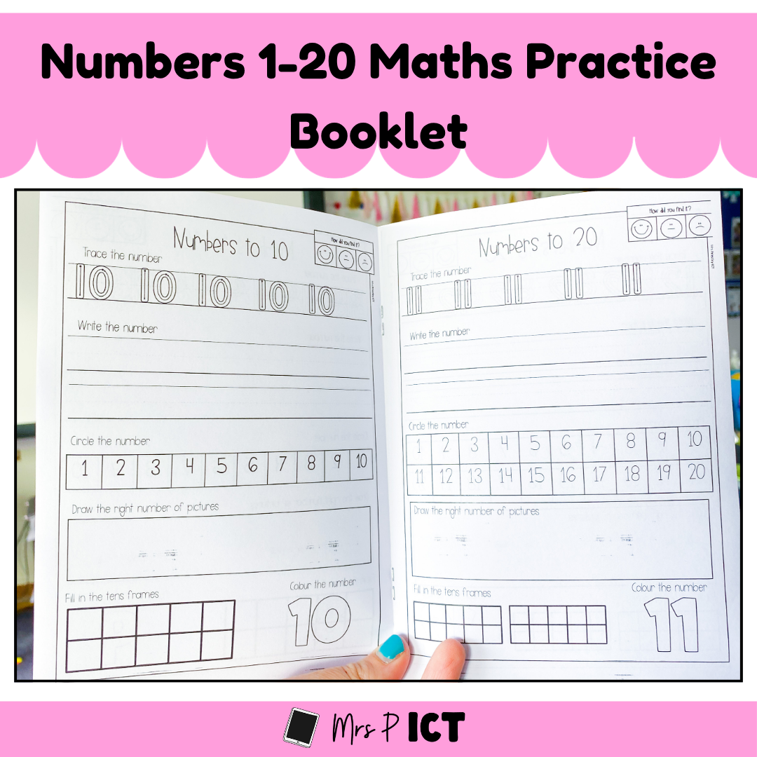 Numbers 1-20 Maths Practice Booklet