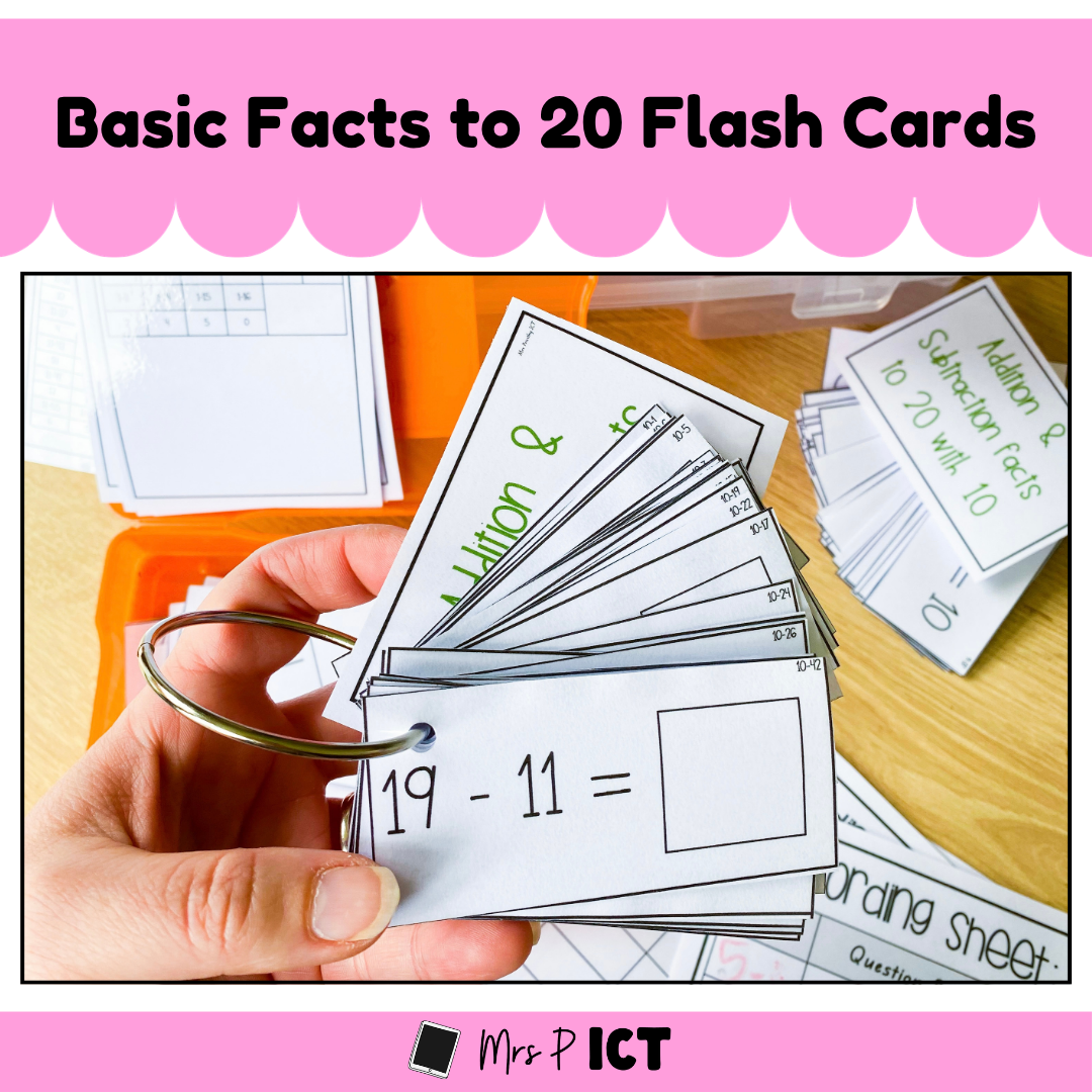 Basic facts to 20 flash cards pack