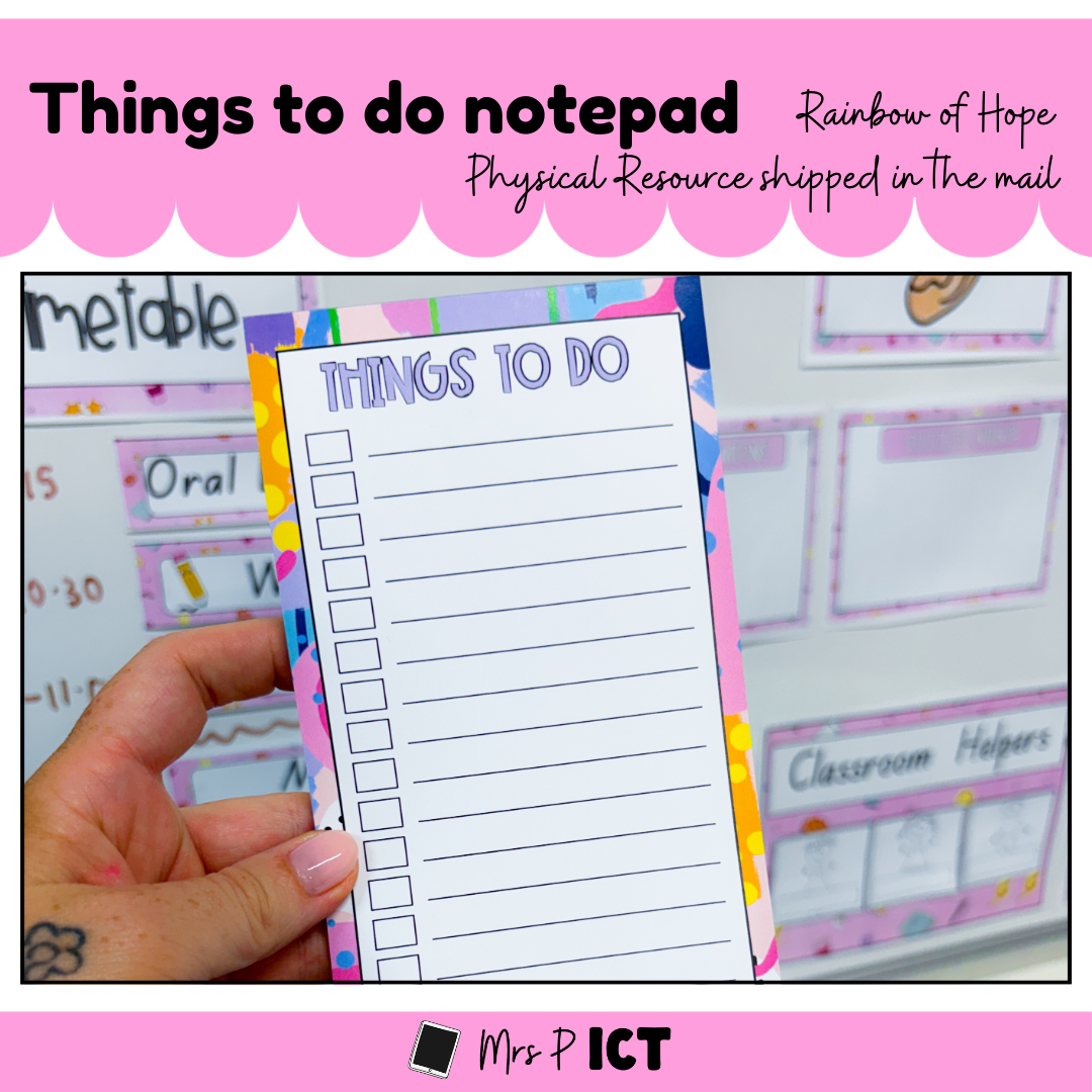 Things to do notepad - Rainbow of Hope