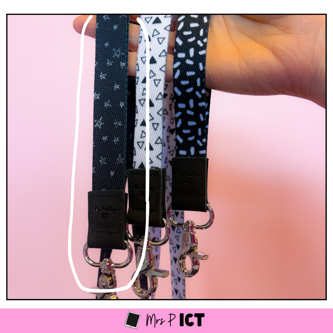 Simple B + W stars Lanyard