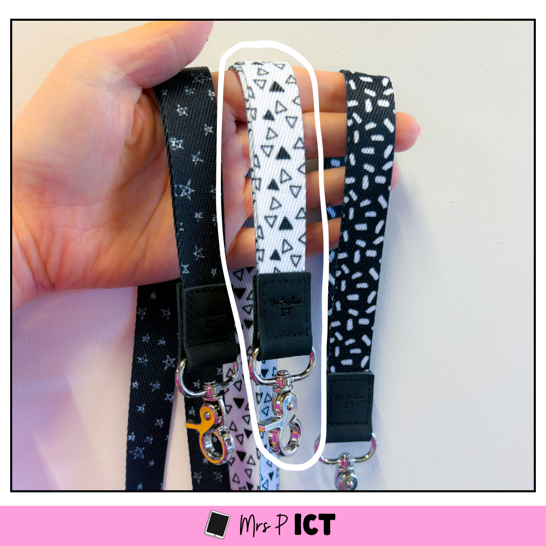 Simple B+W triangles Lanyard