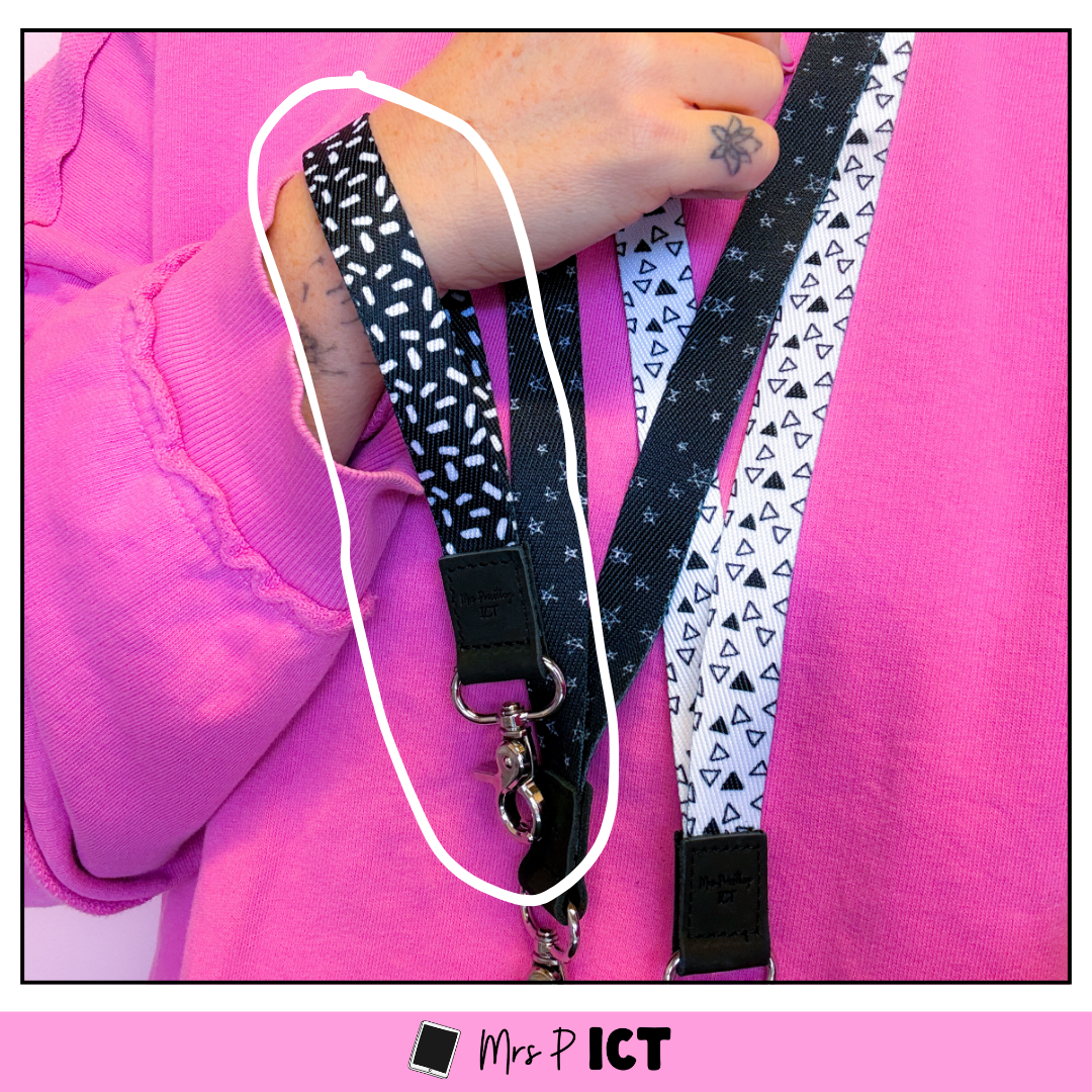 Simple B+W Lanyard Wristlet