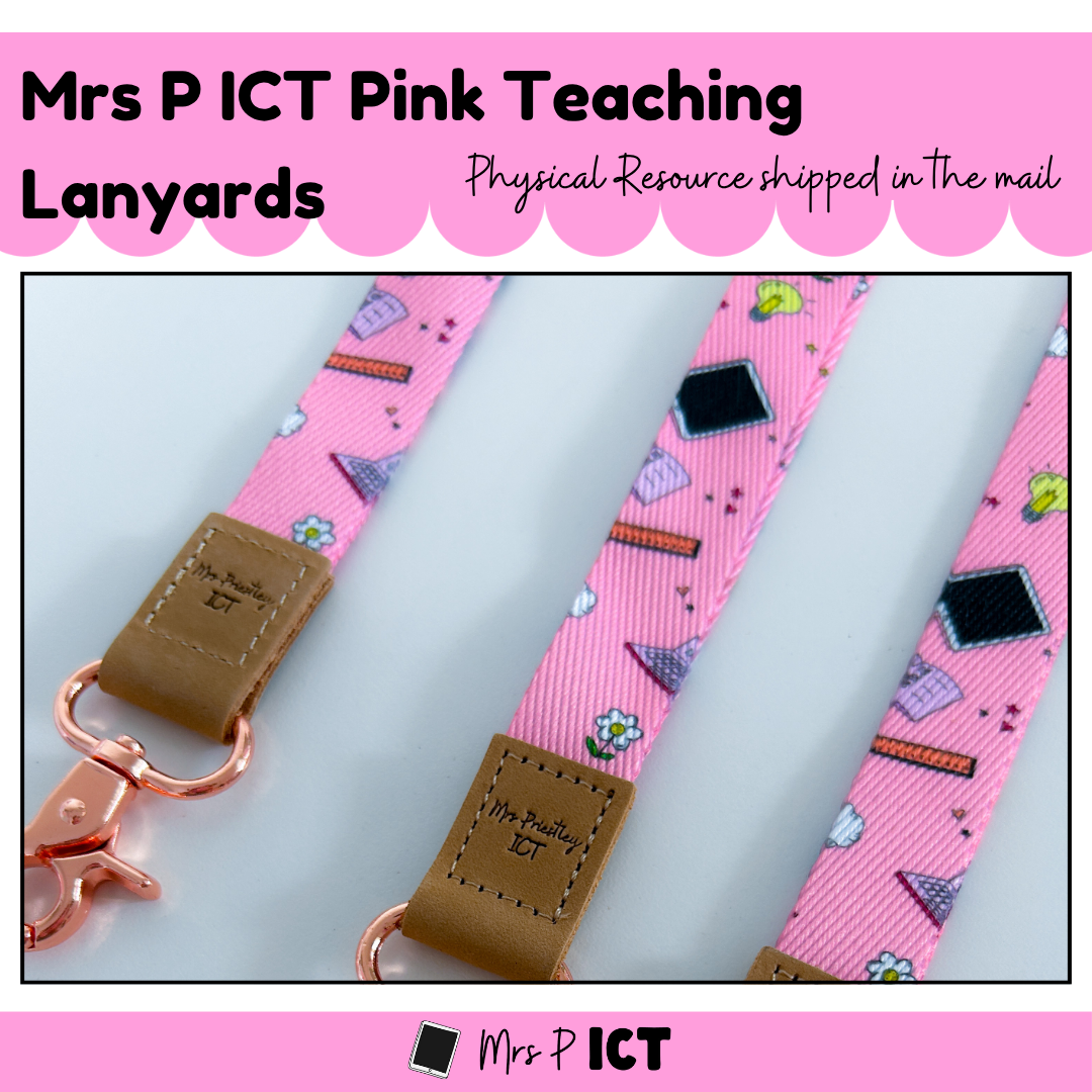 Mrs P ICT Pink Lanyards