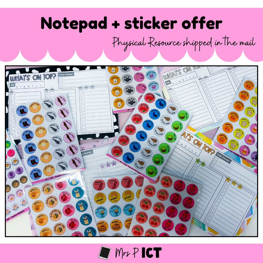 Notepad + sticker offer