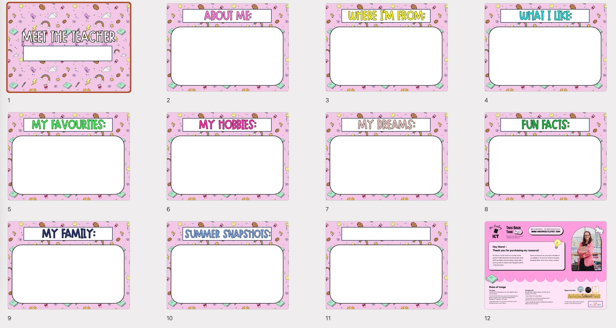 Meet the teacher slides template - Purple fun theme