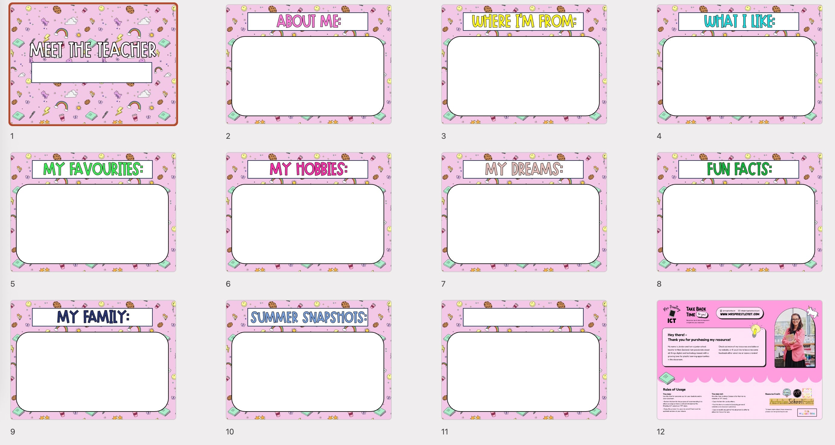 Meet the teacher slides template - Purple fun theme