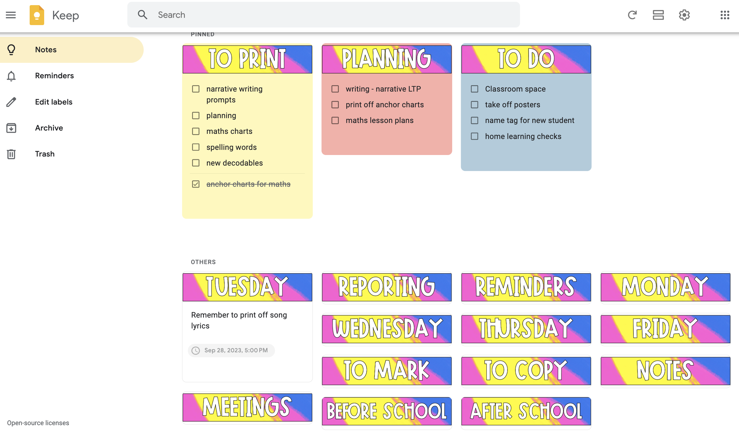 Google Keep Headers (Neon Vibes theme)