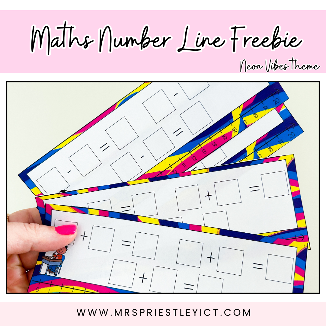 Neon Vibes Theme Maths Number Lines (freebie)