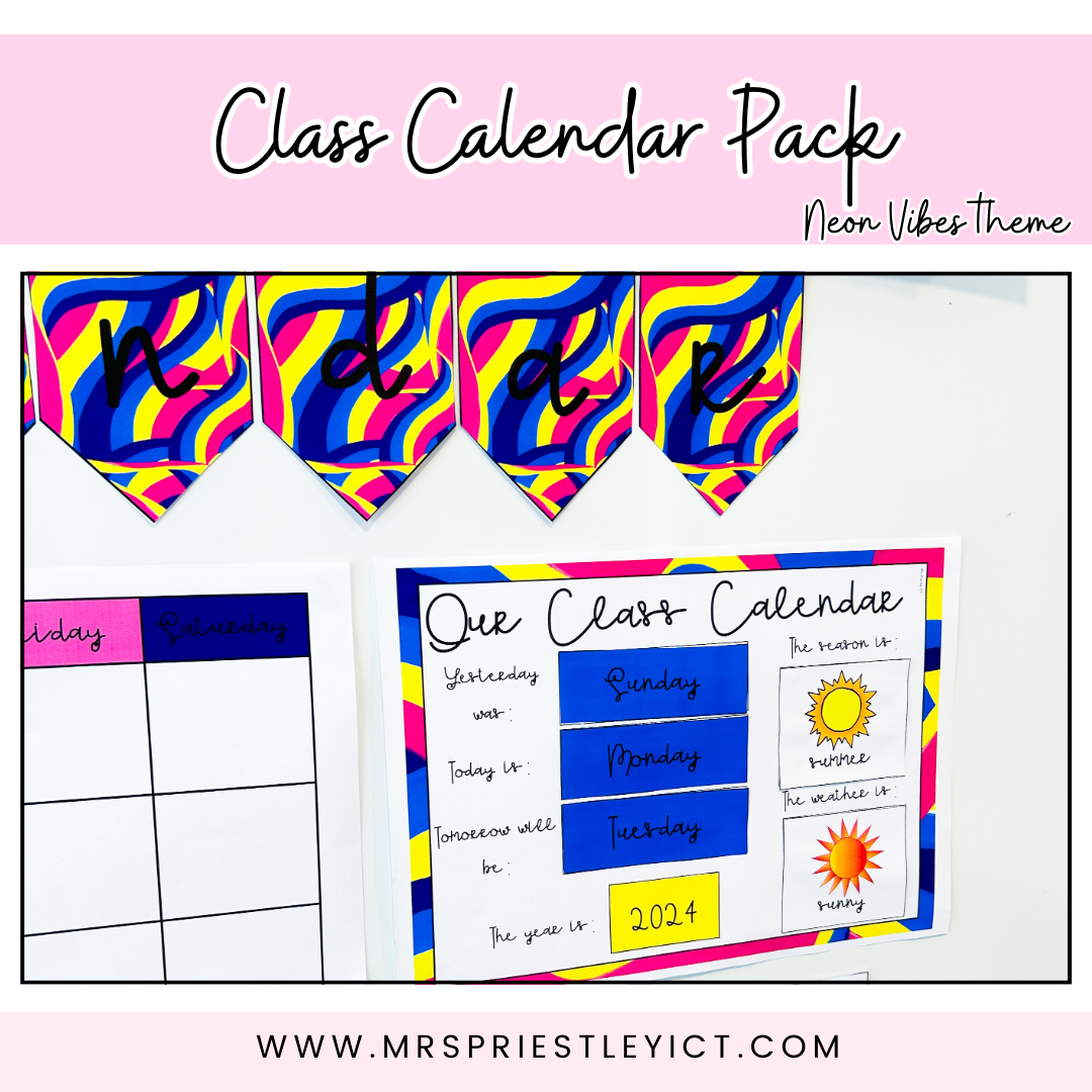 Class Calendar Pack - Neon Vibes theme