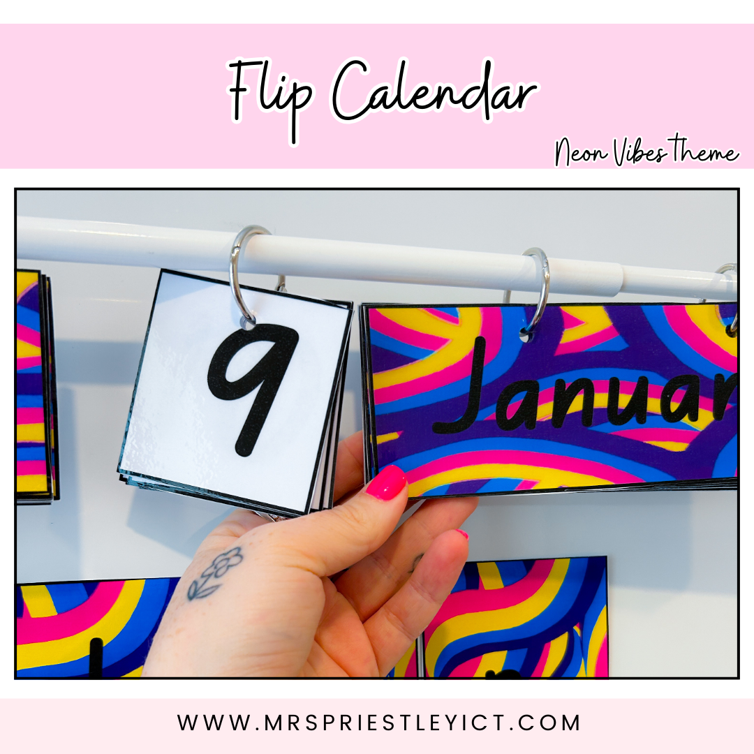 Flip calendar - neon vibes themed