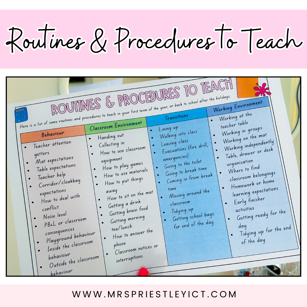 Routines and procedures to teach freebie