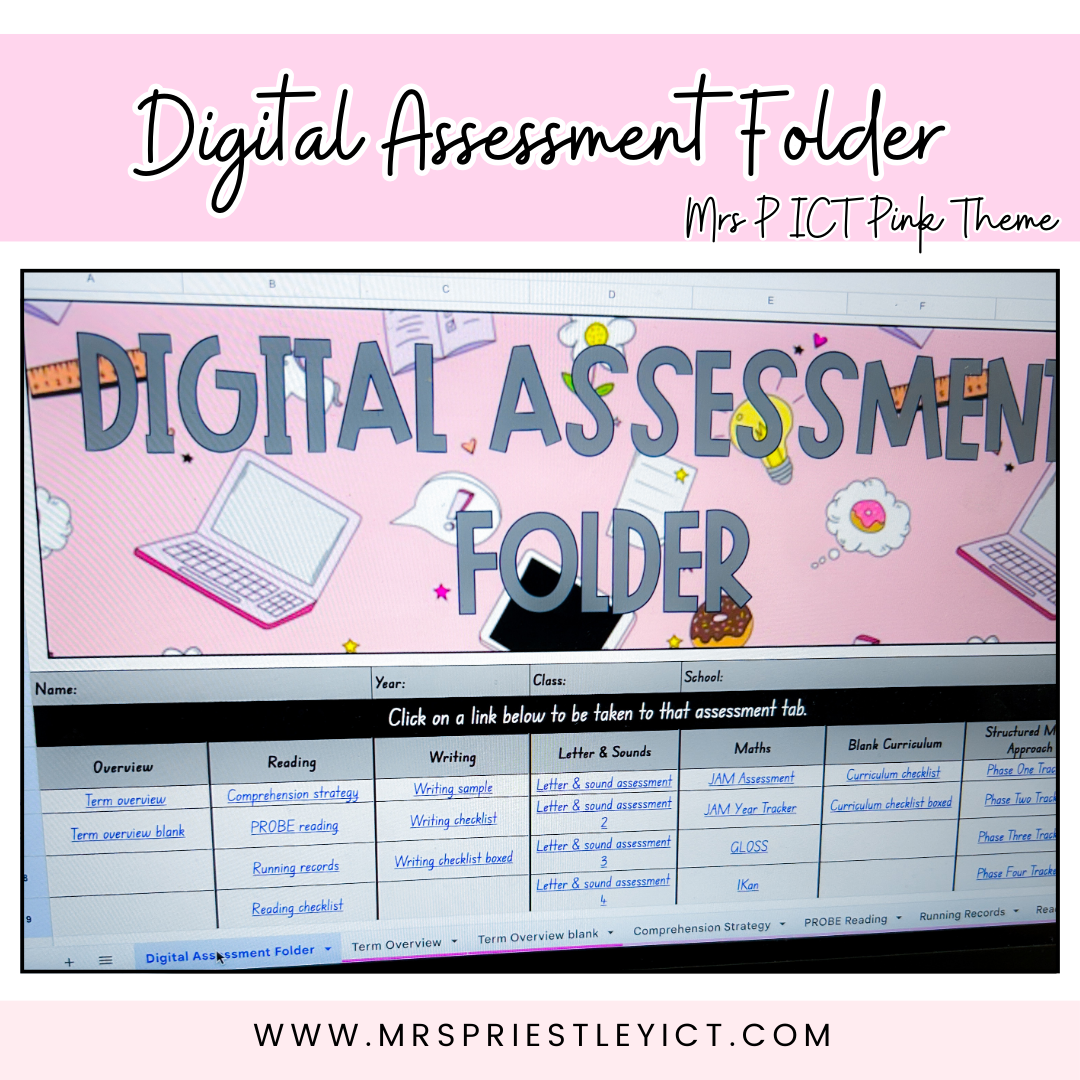 Digital Assessment Folder (Mrs P ICT Pink theme)