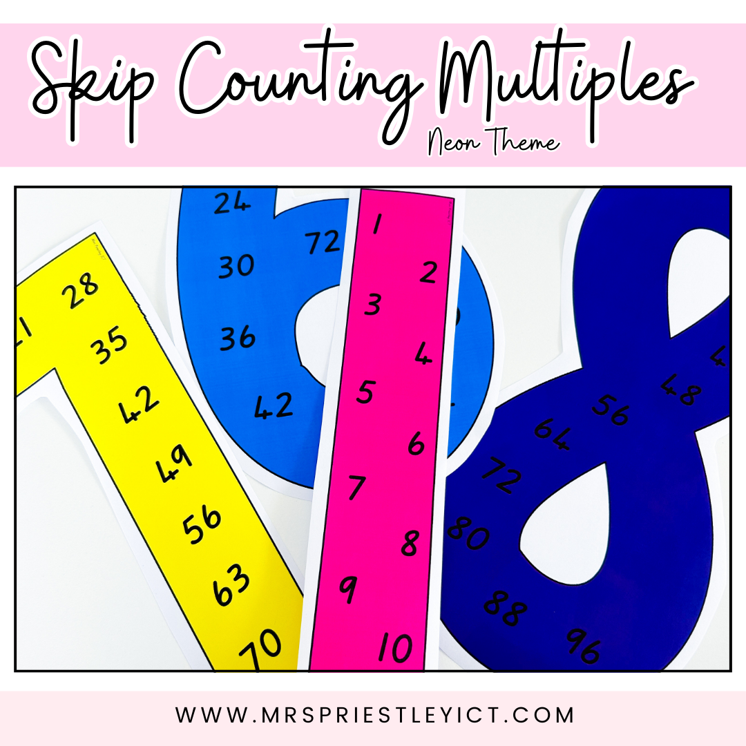 Skip counting multiples - neon themed