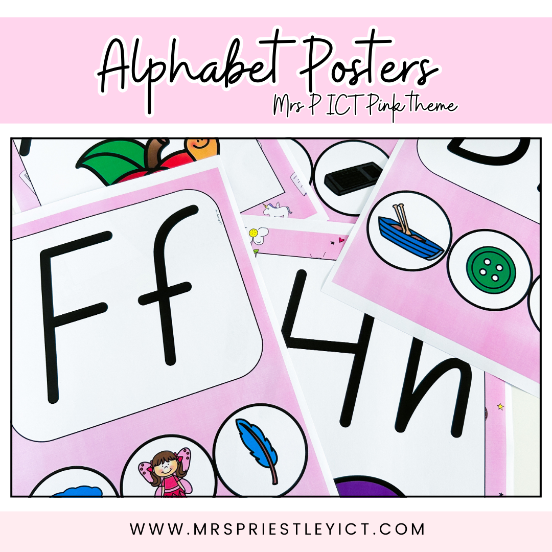 Alphabet Posters - Mrs P ICT Pink theme