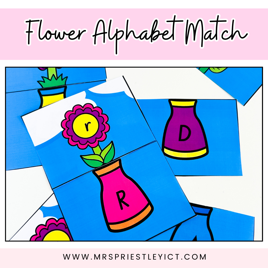 Flower theme alphabet match up