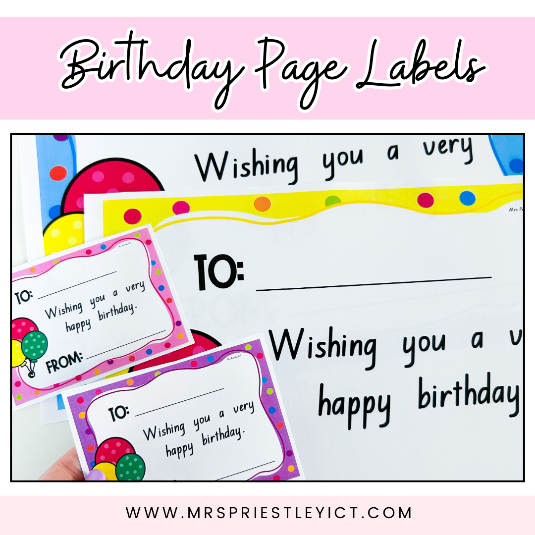 Birthday Page and Labels