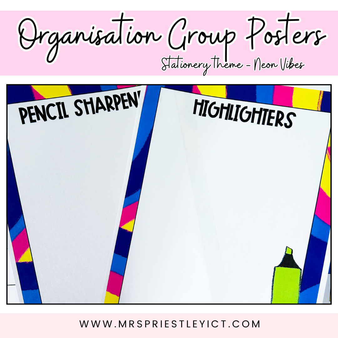 Organisation Group Posters (Stationery theme - Neon Vibes)