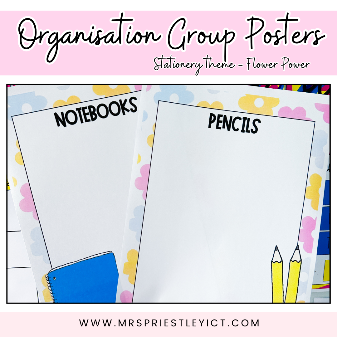 Organisation Group Posters (Stationery theme - Flower Power)