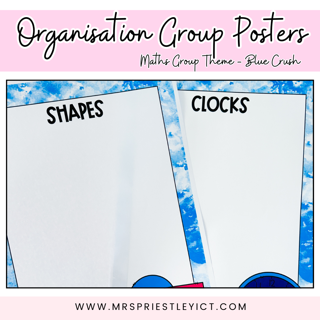 Organisation Group Posters (Maths theme - Blue Crush)