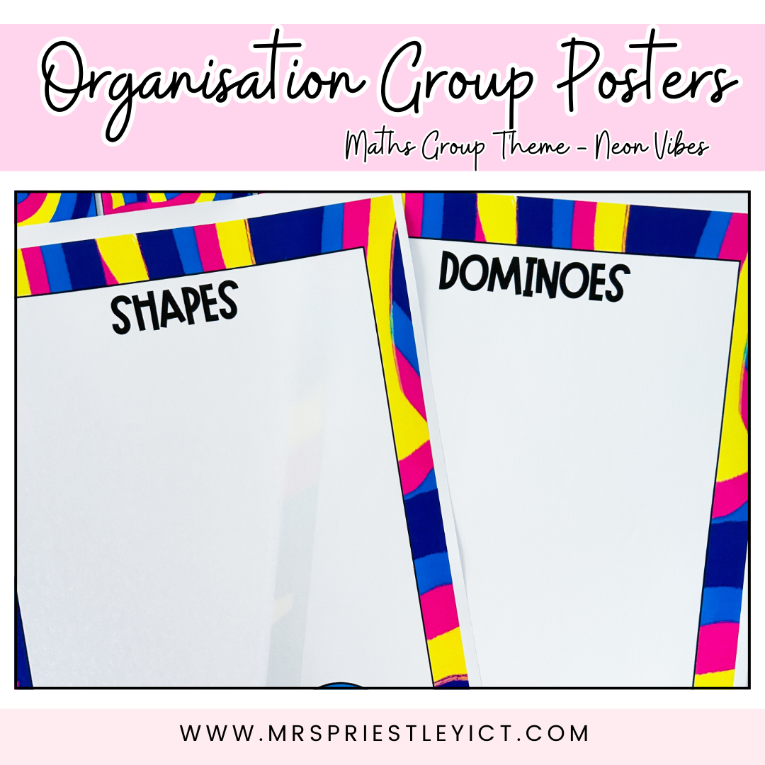 Organisation Group Posters (Maths theme - Neon Vibes)