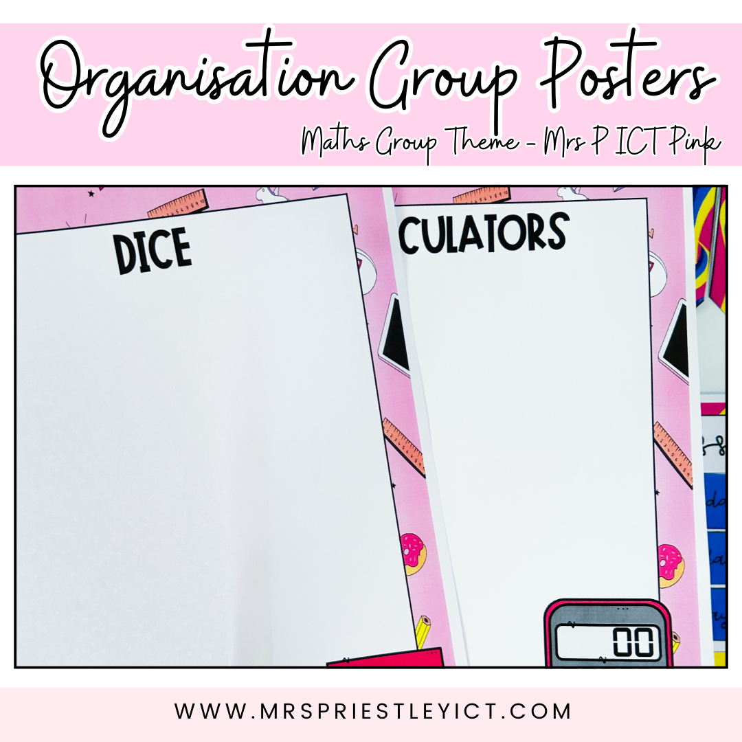 Organisation Group Posters (Maths theme - Mrs P ICT Pink)